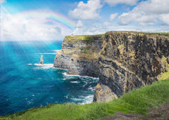 Playjig Ireland puzzle: rainbow over Cliffs of Moher, ideal family night activity.