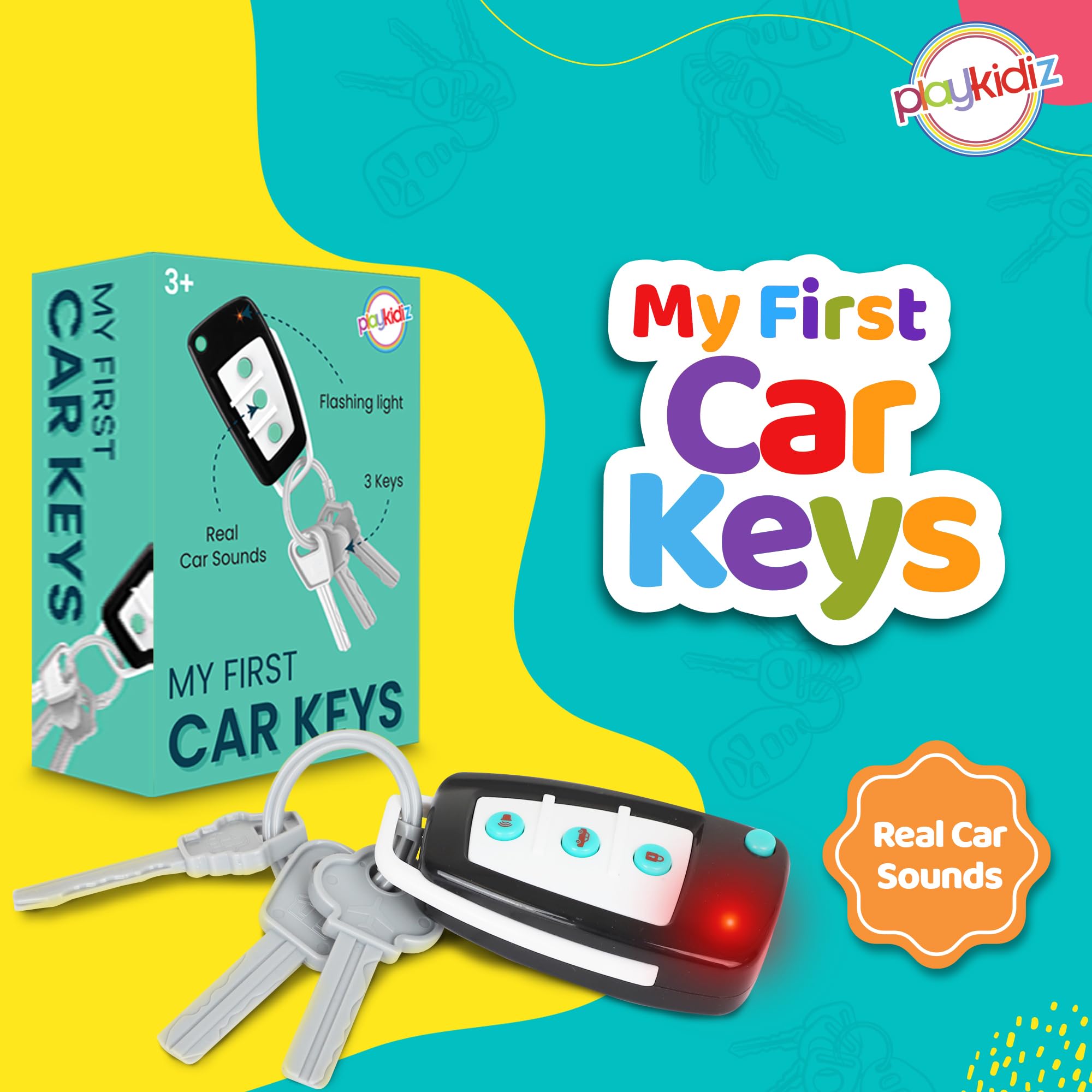 Playkidiz Car Keys flashlight feature adds visible cues for exploration and learning.