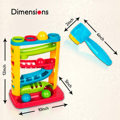 Playkidz balls roll down the ramp and out the bottom tray