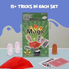 Playkidz child performing a magic trick demonstrates pretend play.