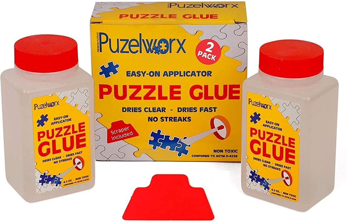 Playkidz PuzzleWorx glue bottle setup for easy sealing