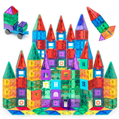 Playmags 150-piece magnetic tiles set for colorful 3D building and play