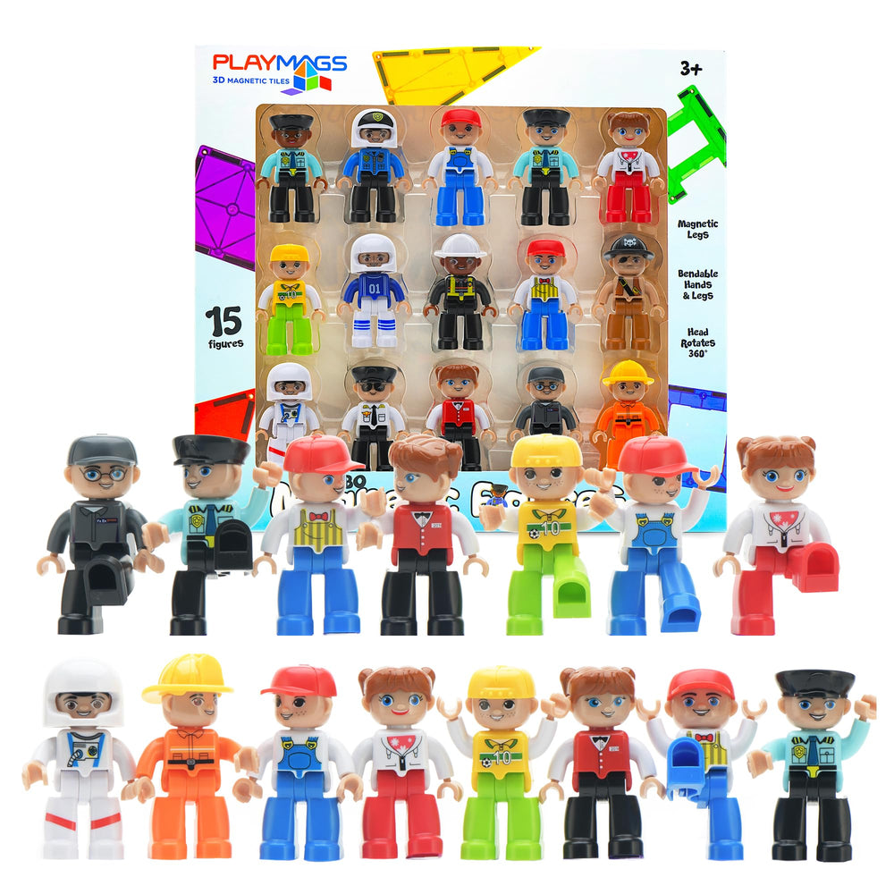 Playmags 3-inch PlayPeople front view shows sturdy magnetic feet for creative play.
