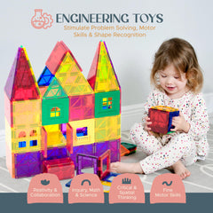 Children explore bright Playmags shapes and colors during play