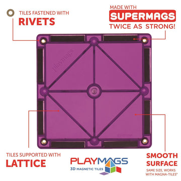 Playmags color variety supports color-based learning and design play.