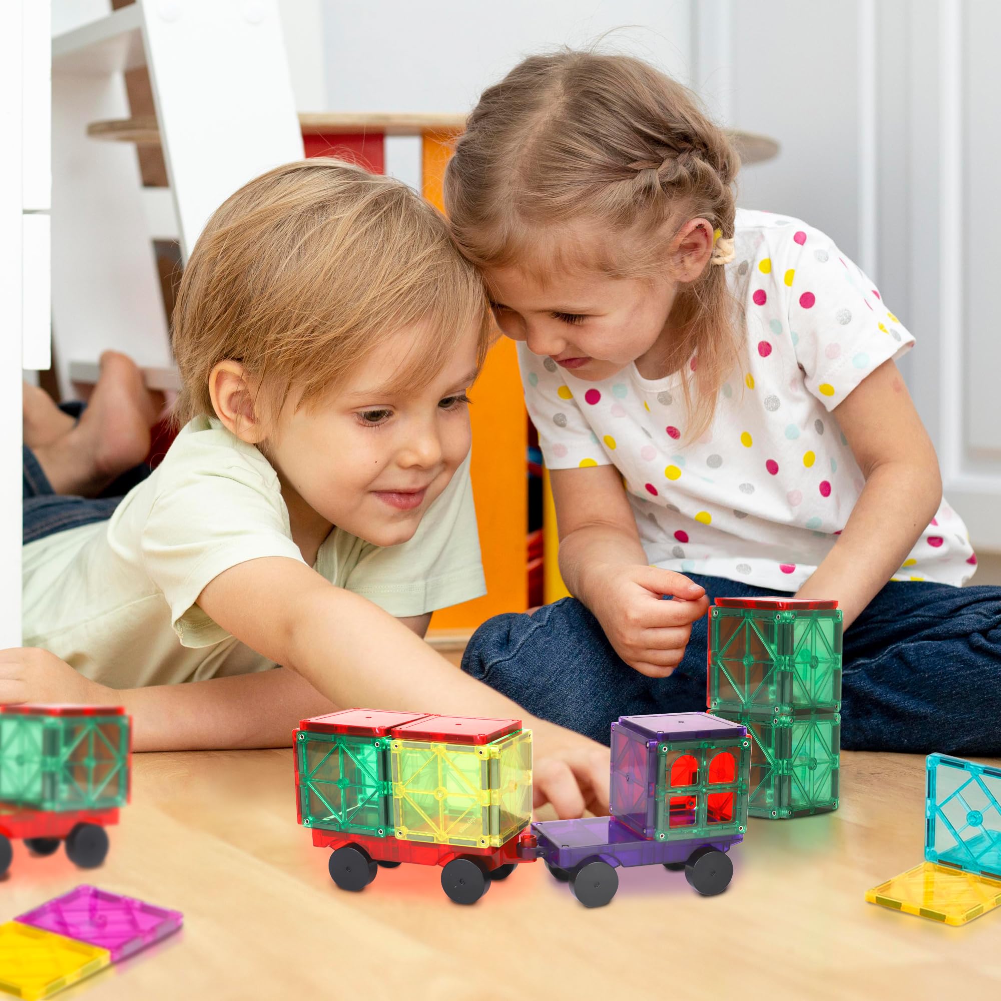Playmags compatible with other magnetic tiles, enabling expanded creative configurations.