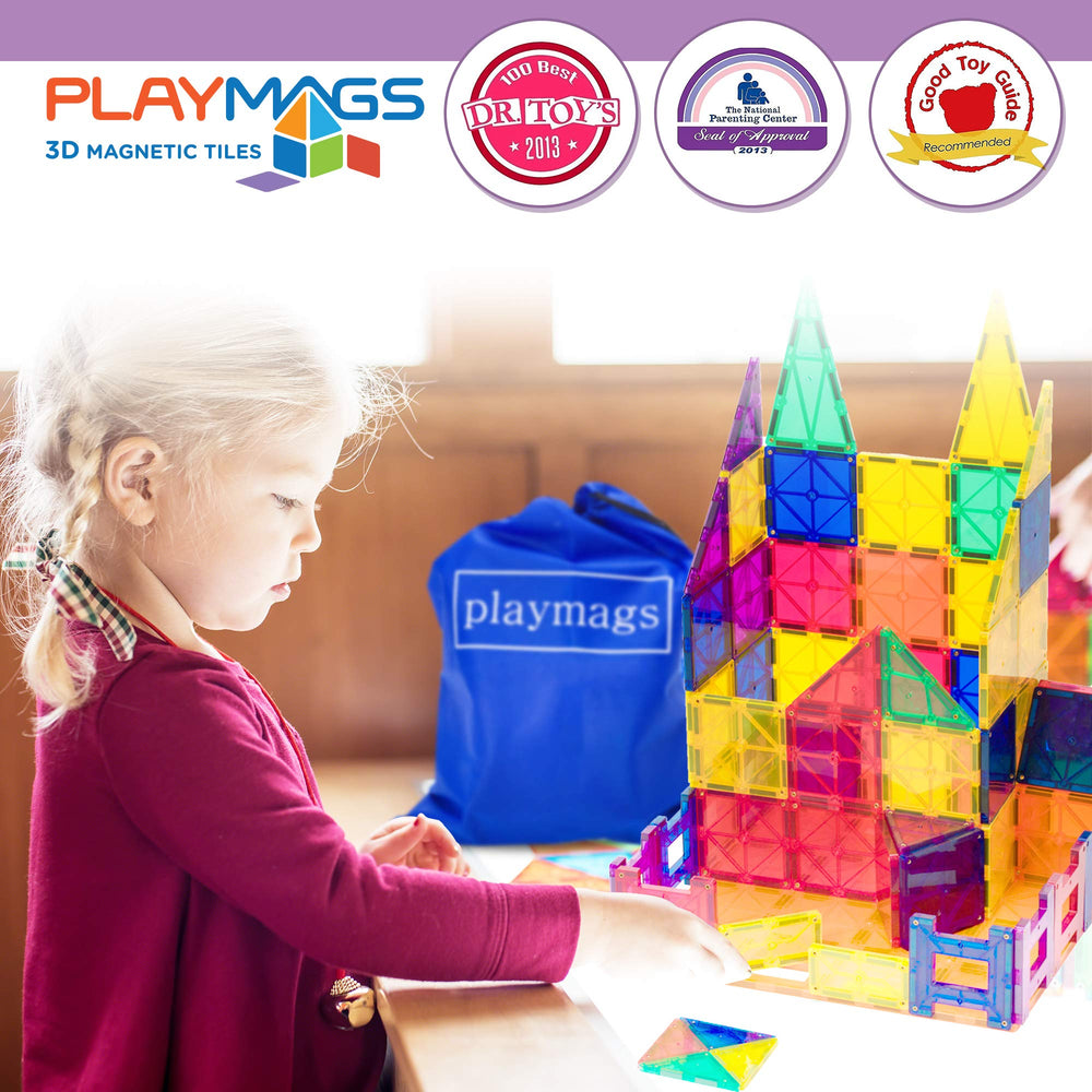Playmags magnetic tiles promote hands-on creative learning through building