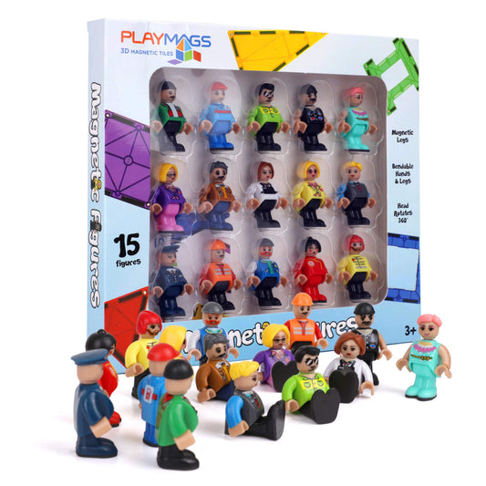 Playmags magnetic figures 15-piece family members for imaginative storytelling and social play.