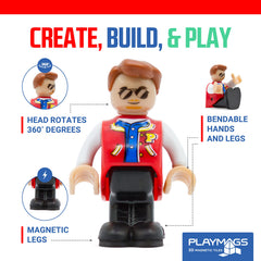Playmags magnetic figures 15-piece playset box shows organized storage and easy setup.