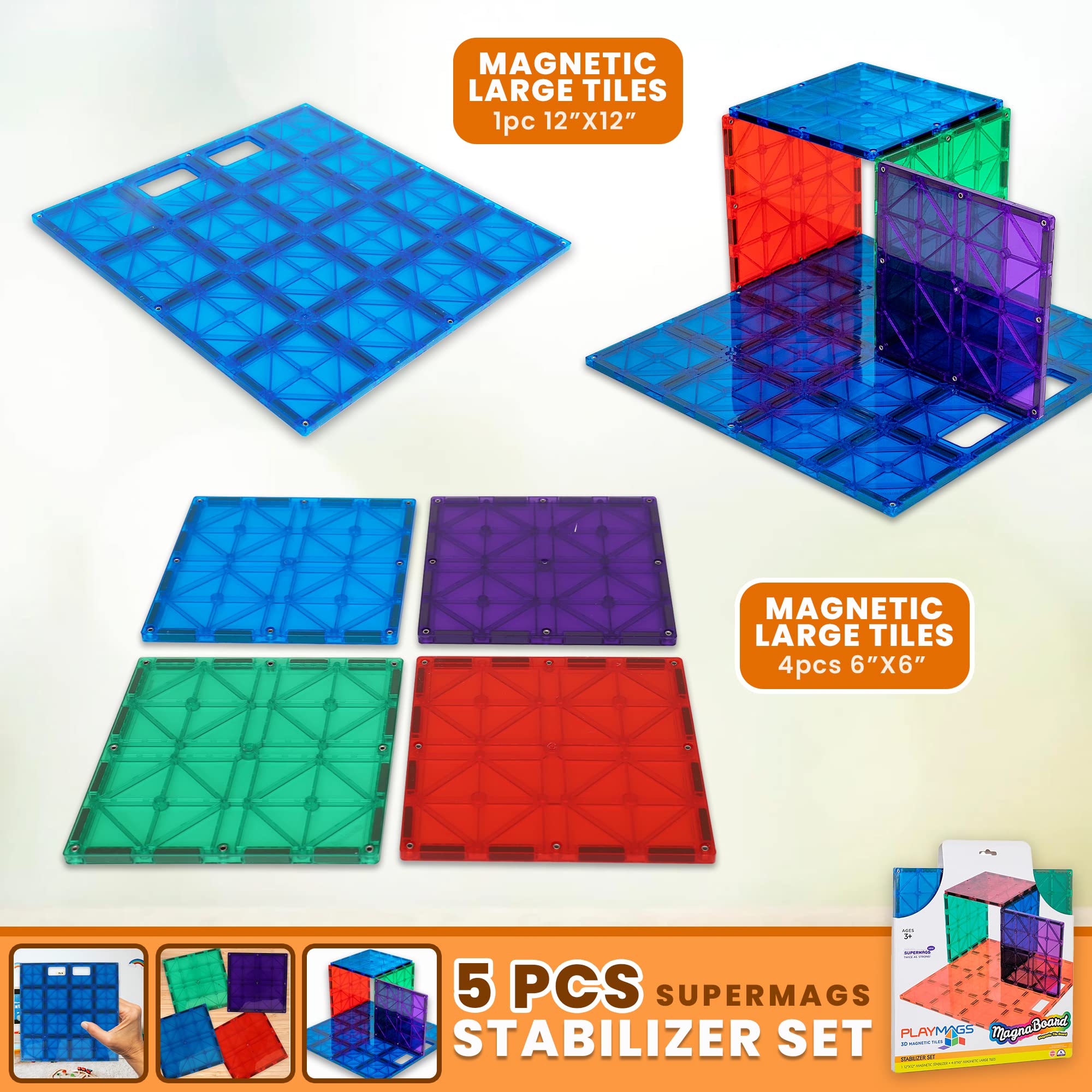 Playmags stabilizer 4x6 boards set provides a solid base for bigger designs.