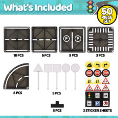 Playmags sticker sheets customize vehicles and road signs.