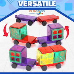 Playmags vivid color tiles attract attention and invite tactile exploration during building.