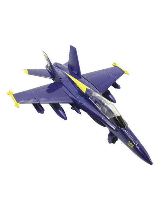 Playmaker Toys Blue Angels F/A-18 die-cast model with authentic markings for display.