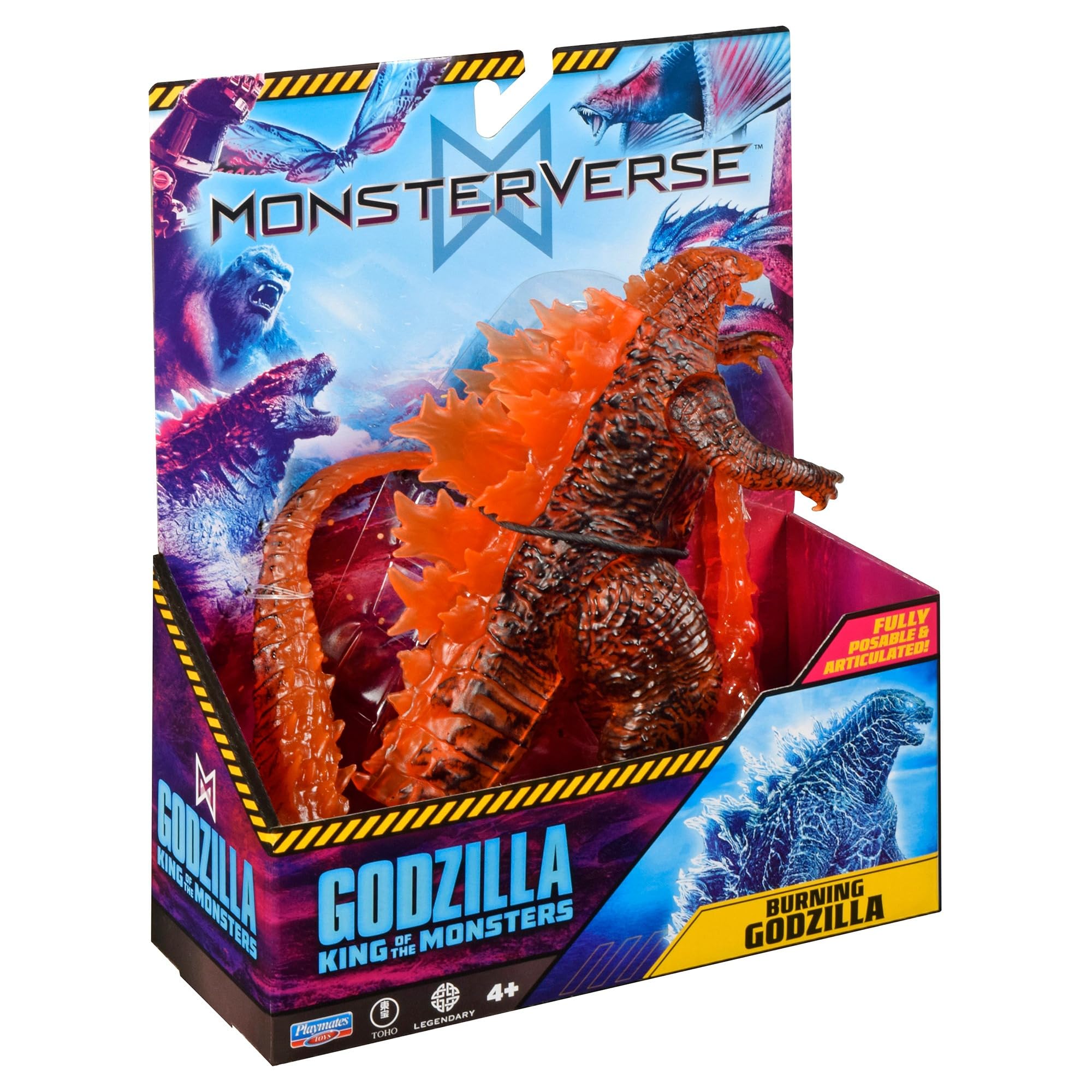 PlayMates Burning Godzilla close-up highlights fiery orange accents and spines.