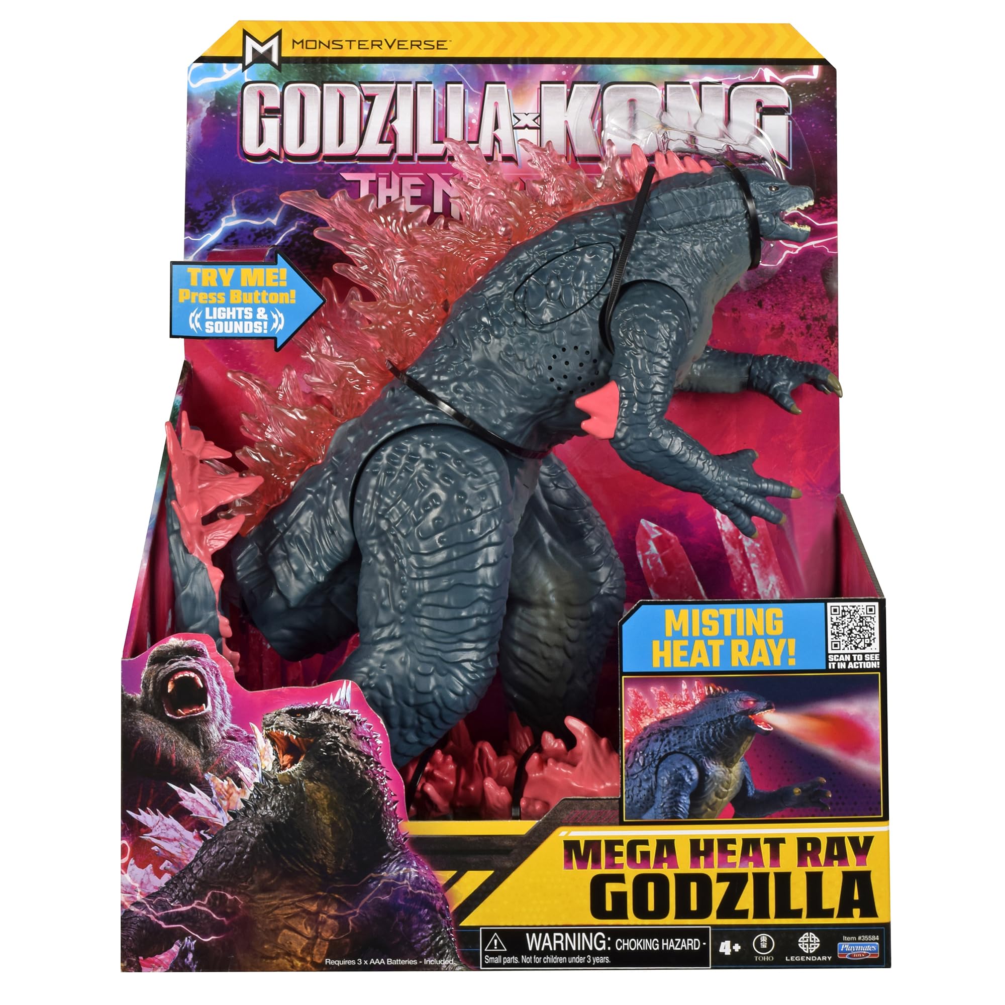 PlayMates Godzilla x Kong 13-Inch Mega Deluxe packaging bold Hollow Earth inspired design.