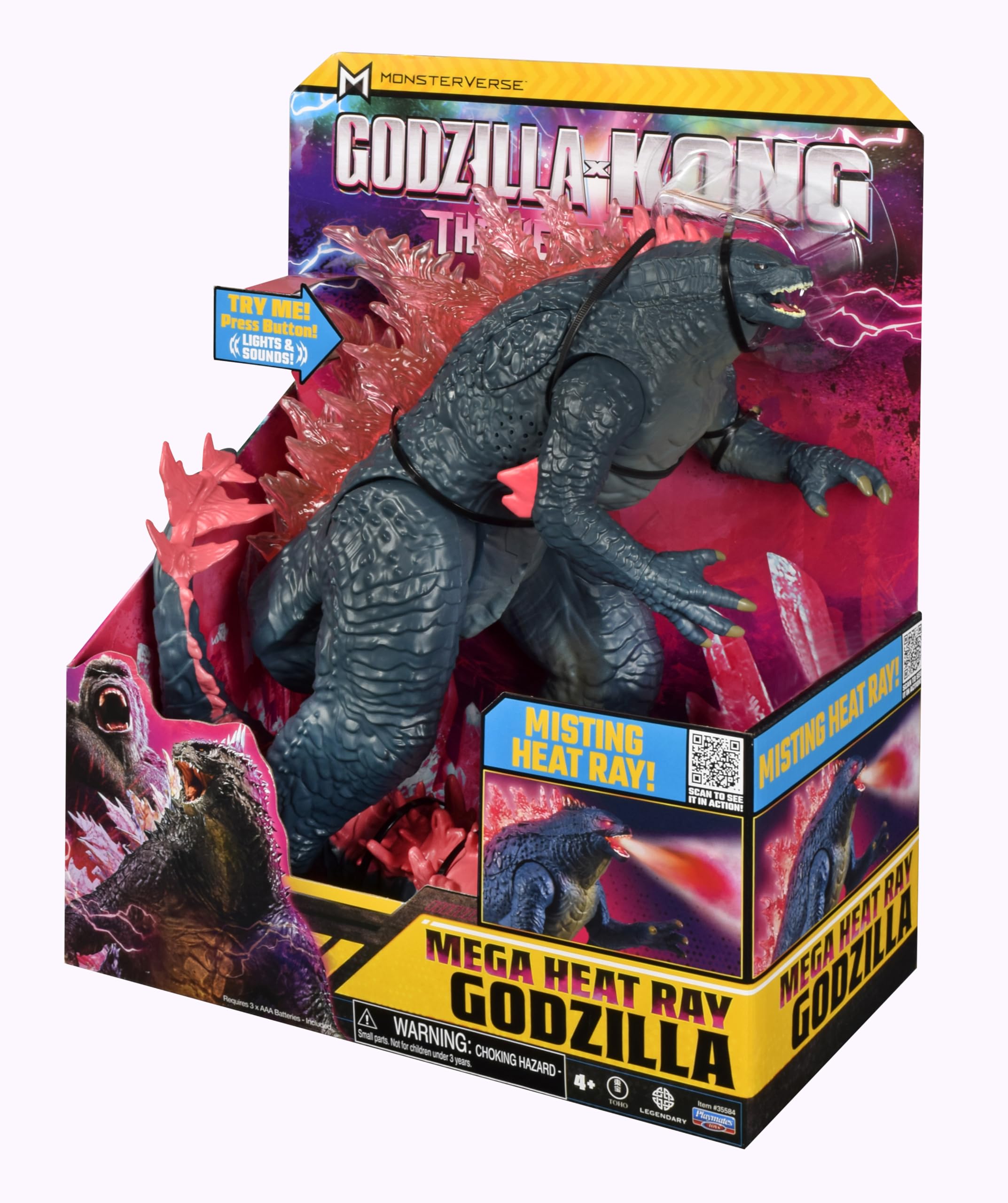 PlayMates Godzilla x Kong 13-Inch Mega Deluxe sculpted details highlight textured skin and fierce gaze.