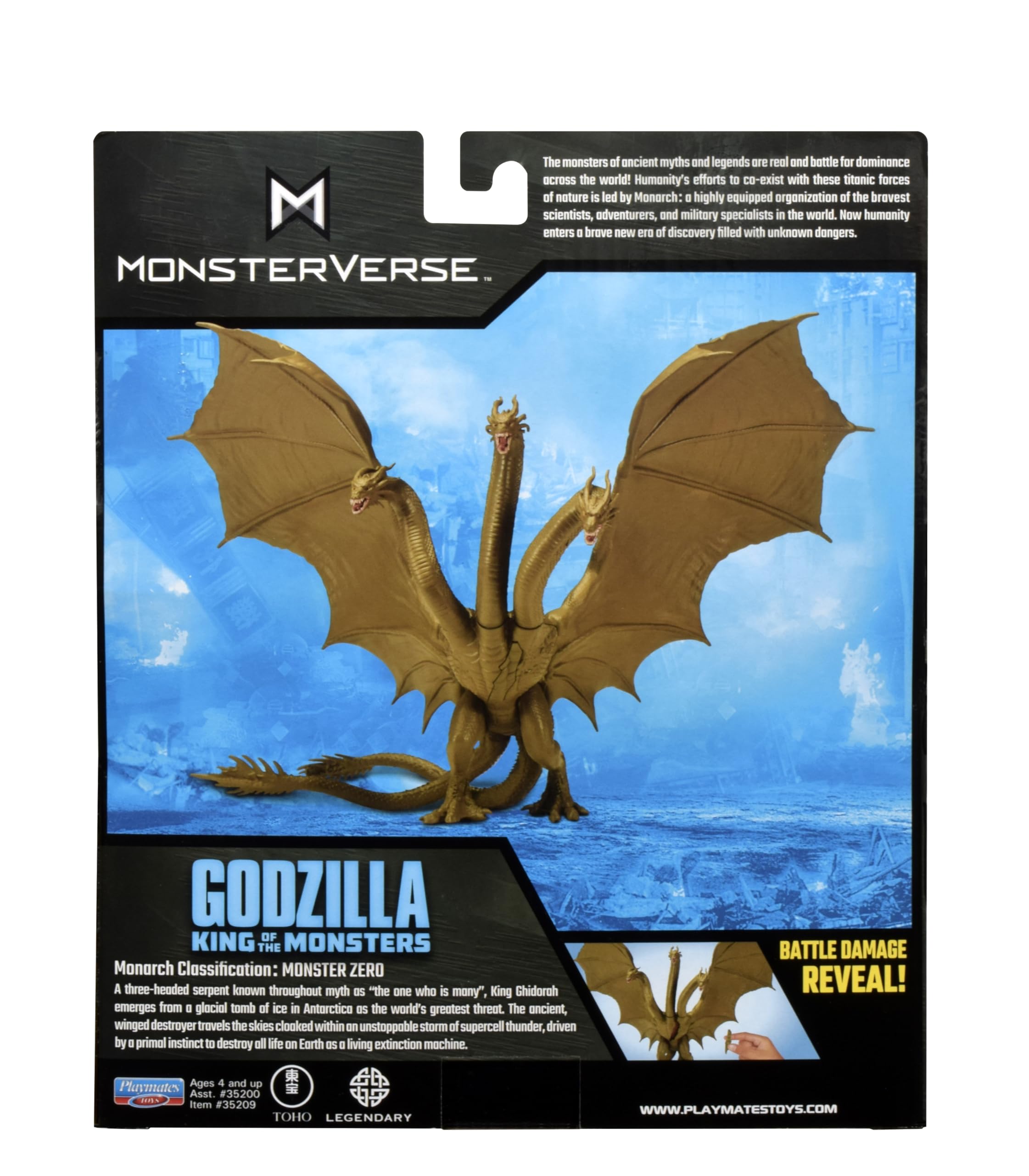 PlayMates King Ghidorah 6-inch dynamic pose shot for battle scenes
