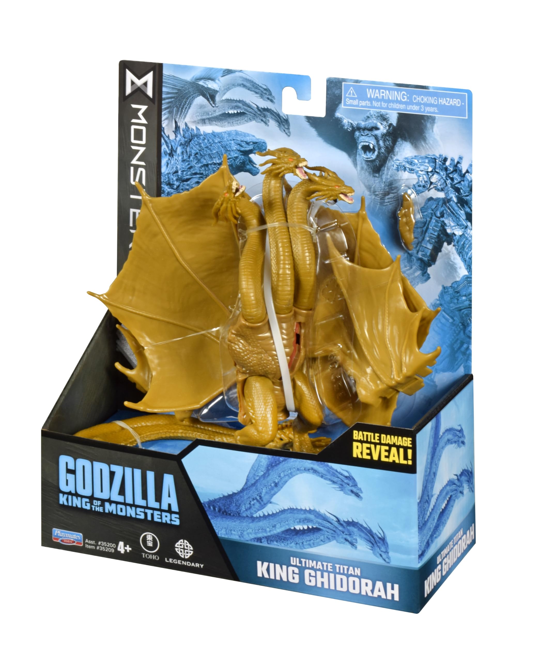 PlayMates King Ghidorah 6-inch head detail closeup showing sculpt features
