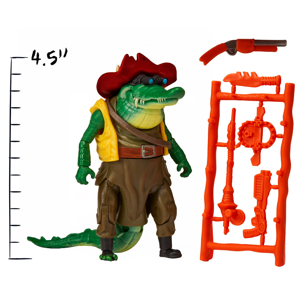 Leatherhead blaster and weapon rack provide extra battle gear options.