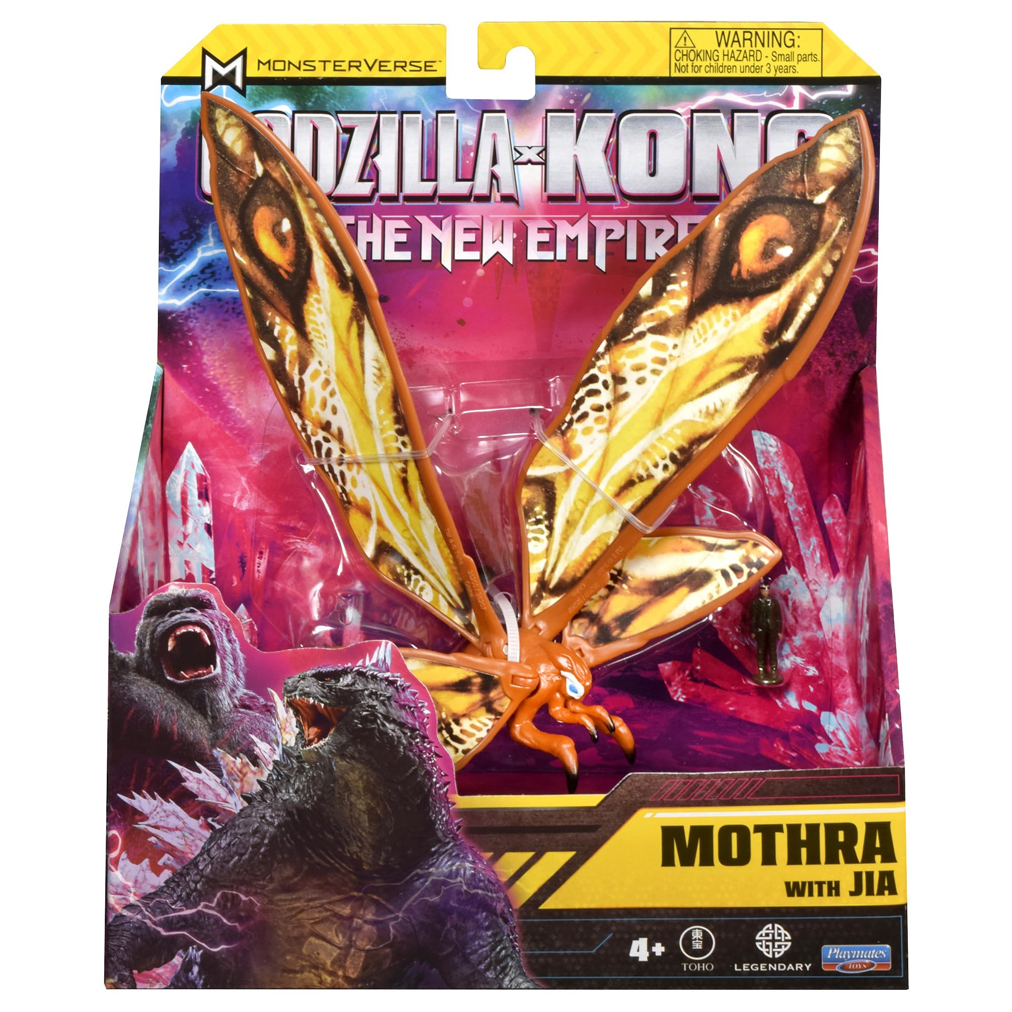 PlayMates Mothra with Jia display setup image for shelf-ready presentation.