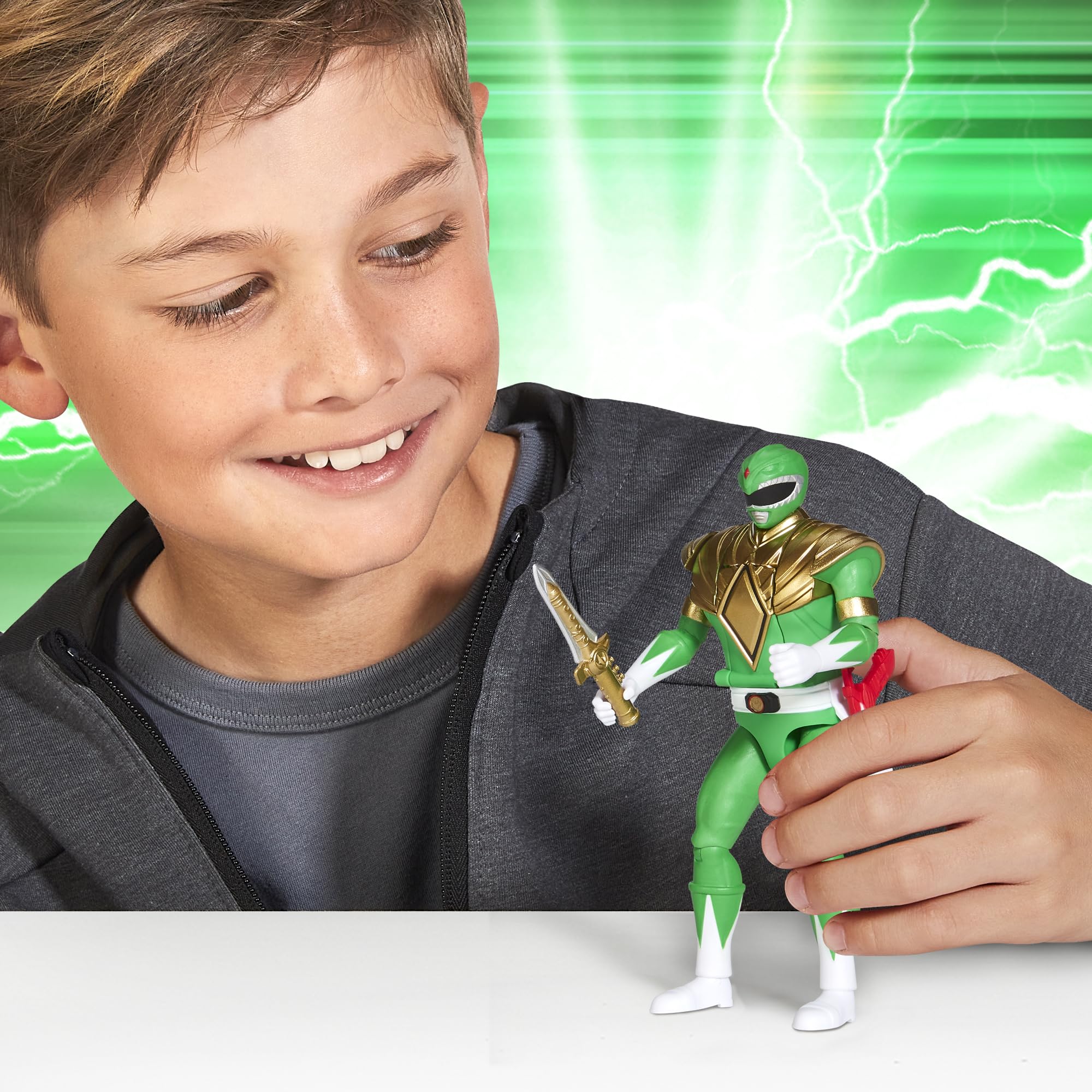 Green Ranger in action pose for imaginative play and display
