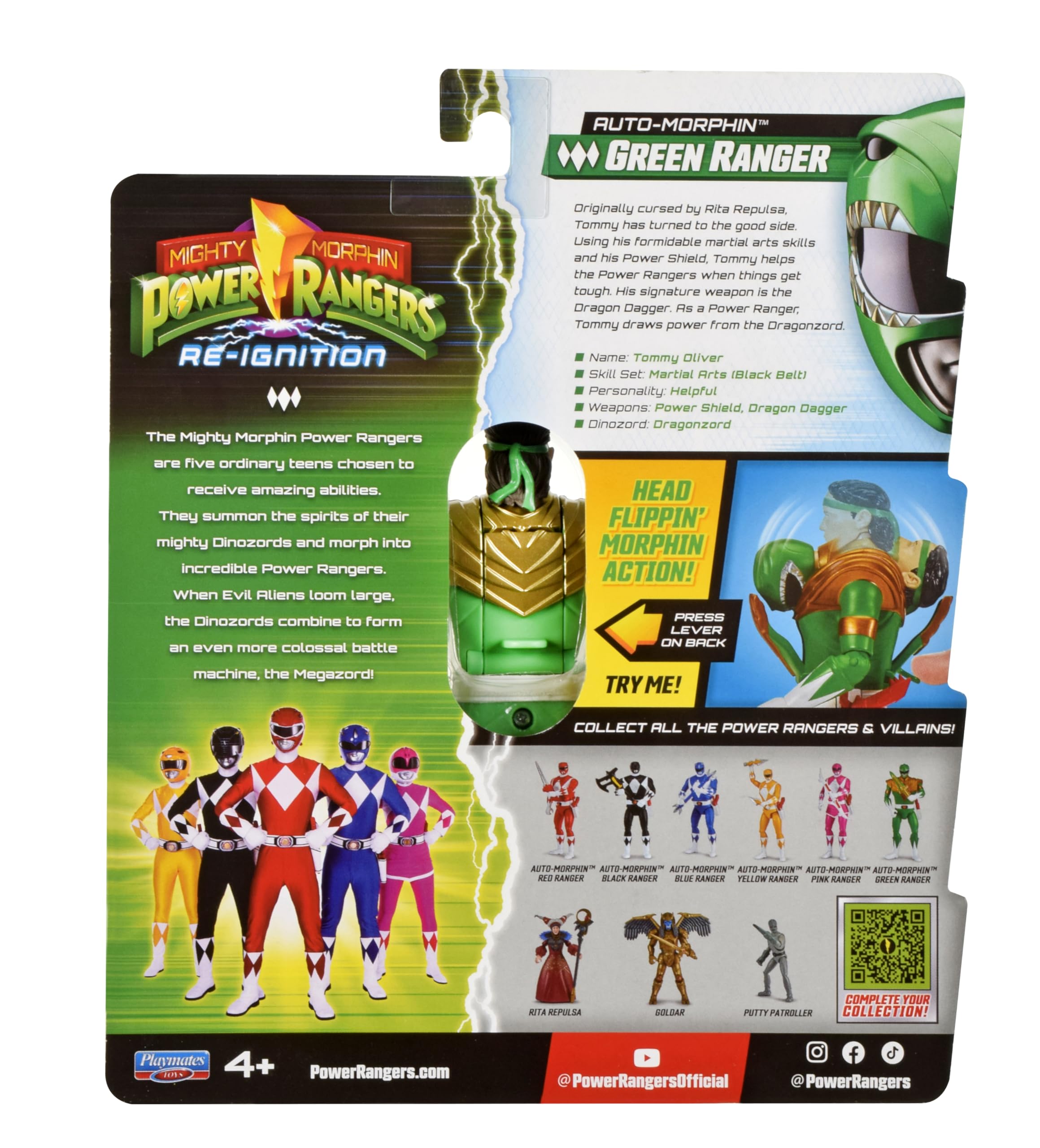 Auto Morphin feature close-up on Green Ranger figure