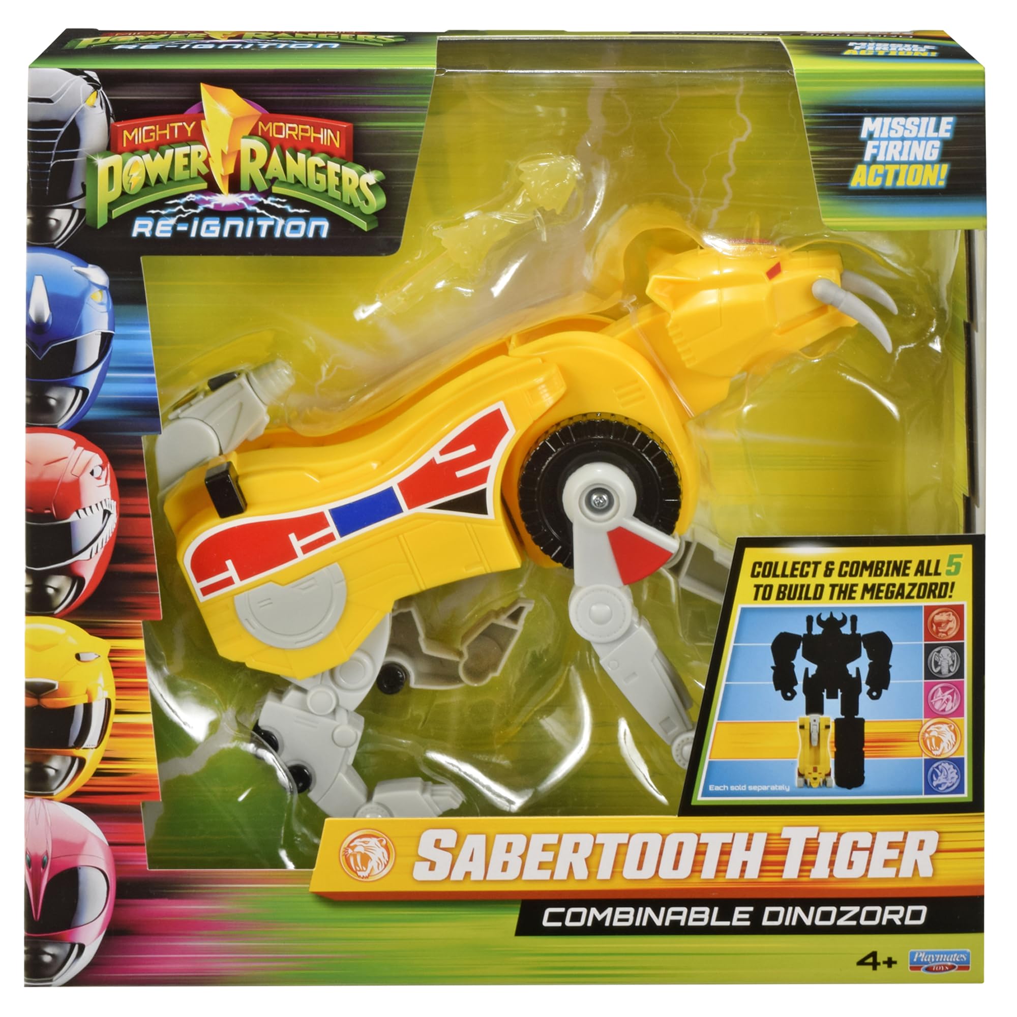 PlayMates Saber-Toothed Tiger Dinozord front view shows show-accurate colors for display