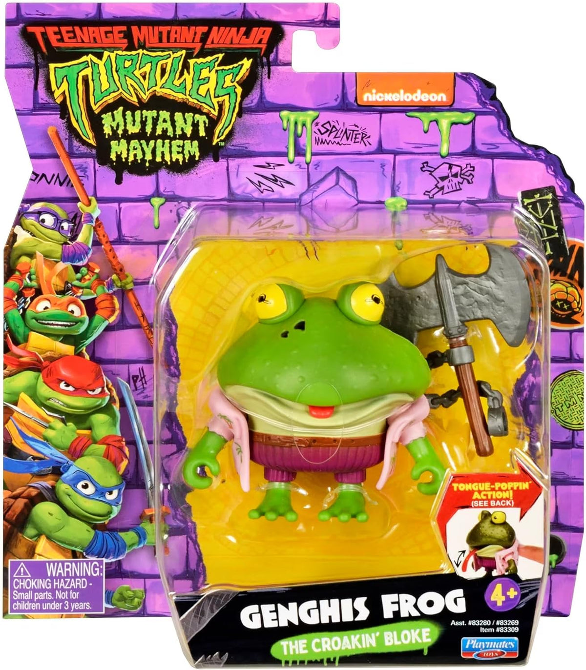 Playmates TMNT Genghis Frog front view action figure for dynamic display and play.