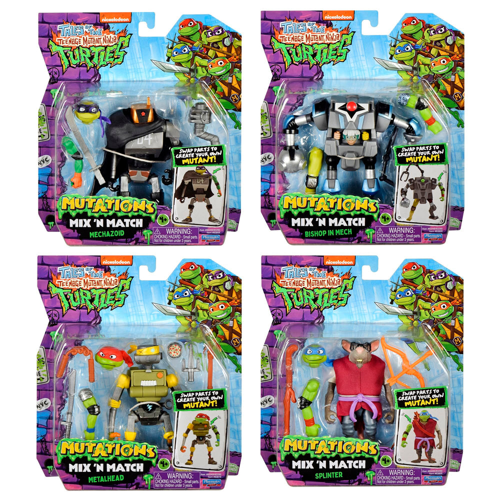 PlayMates TMNT group shot shows the complete 4-pack for imaginative play sessions.