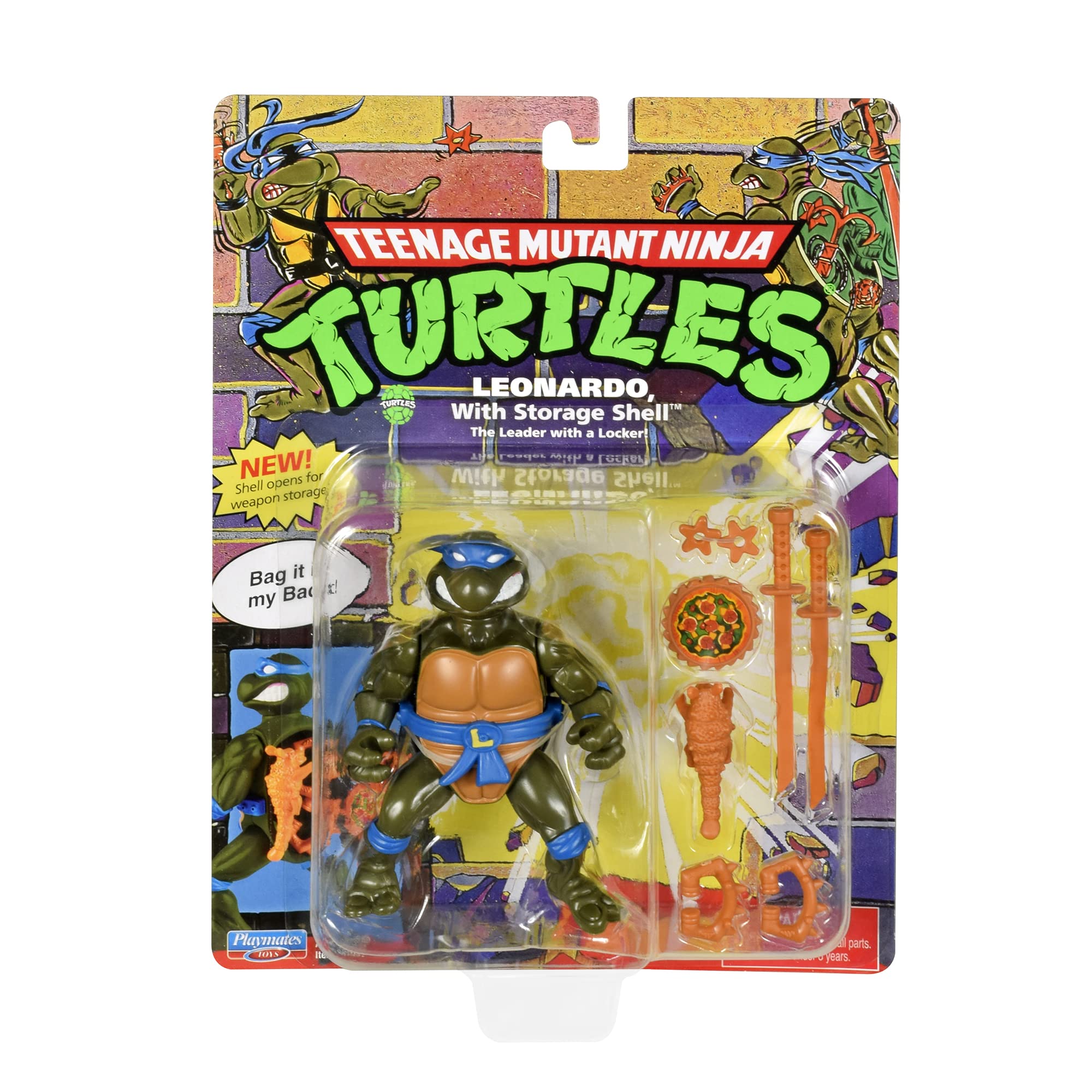 TMNT Leonardo with katanas, stars, and claws for imaginative play