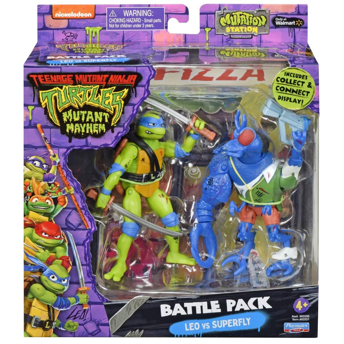 PlayMates TMNT Leo vs Superfly front-view figure for dynamic display.