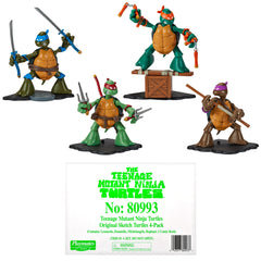 Playmates TMNT Original Sketch Display Scene, arrange turtles together on a shared base.