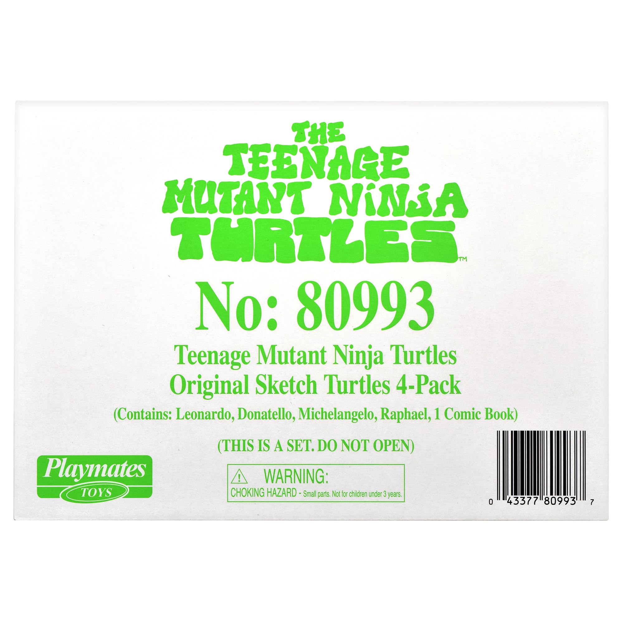 Playmates TMNT Original Sketch Packaging, retro packaging that highlights the sketch era.