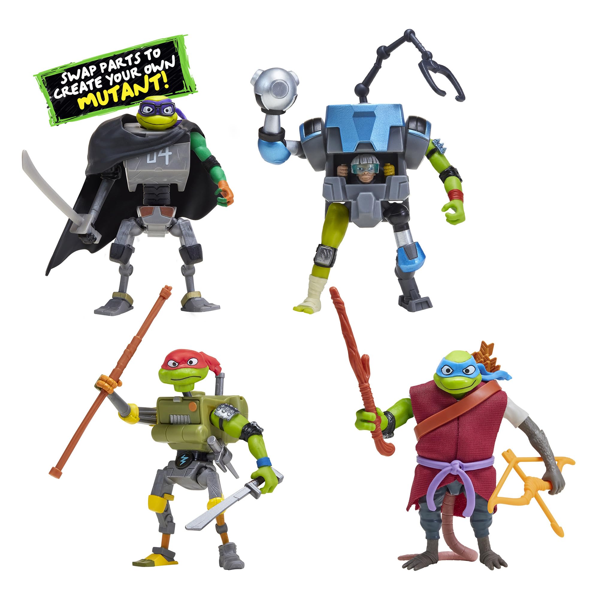 PlayMates TMNT Splinter Mix N Match figure offers swapping fun and strategy.