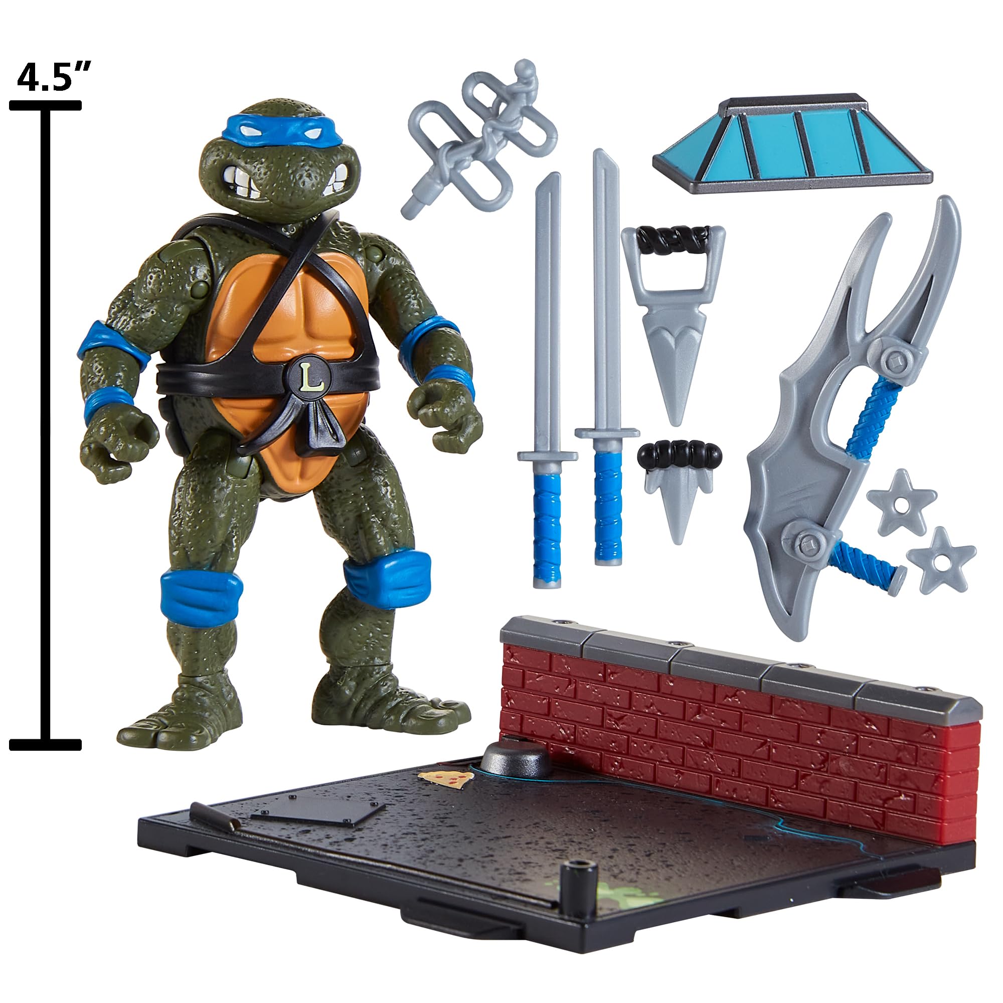 Playmates Toys Leonardo base attachment shown to enable expandable battle diorama.