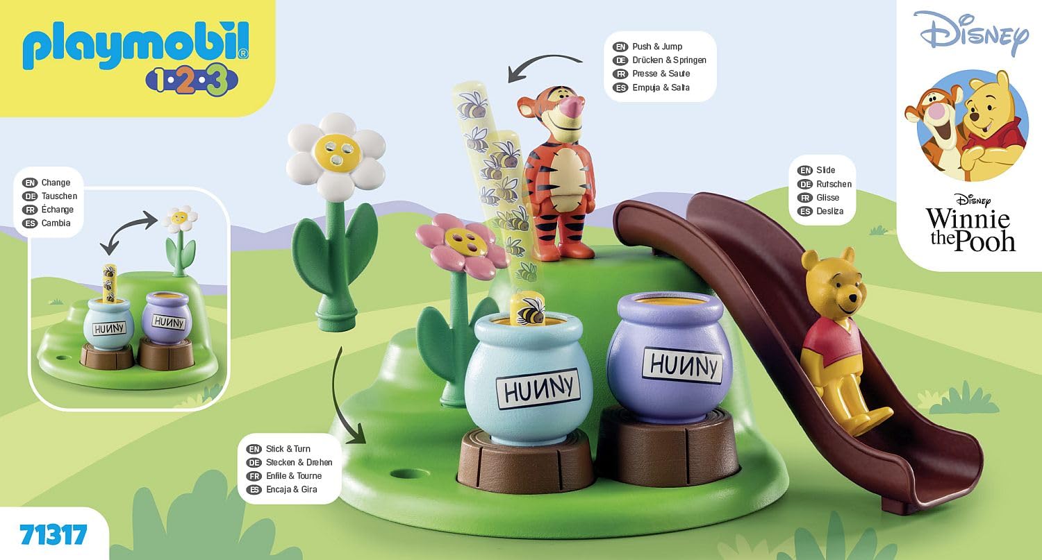 Playmobil 1.2.3 Winnie’s and Tigger’s Bee Garden colorful flowers spark imaginative scenes