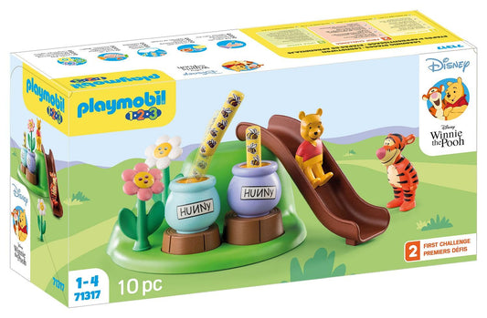 Playmobil 1.2.3 Winnie’s and Tigger’s Bee Garden honey pots demonstrate cause-and-effect