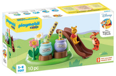 Playmobil 1.2.3 Winnie’s and Tigger’s Bee Garden honey pots demonstrate cause-and-effect