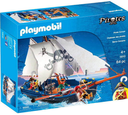 Playmobil 5810 pirate ship front view for imaginative adventures.