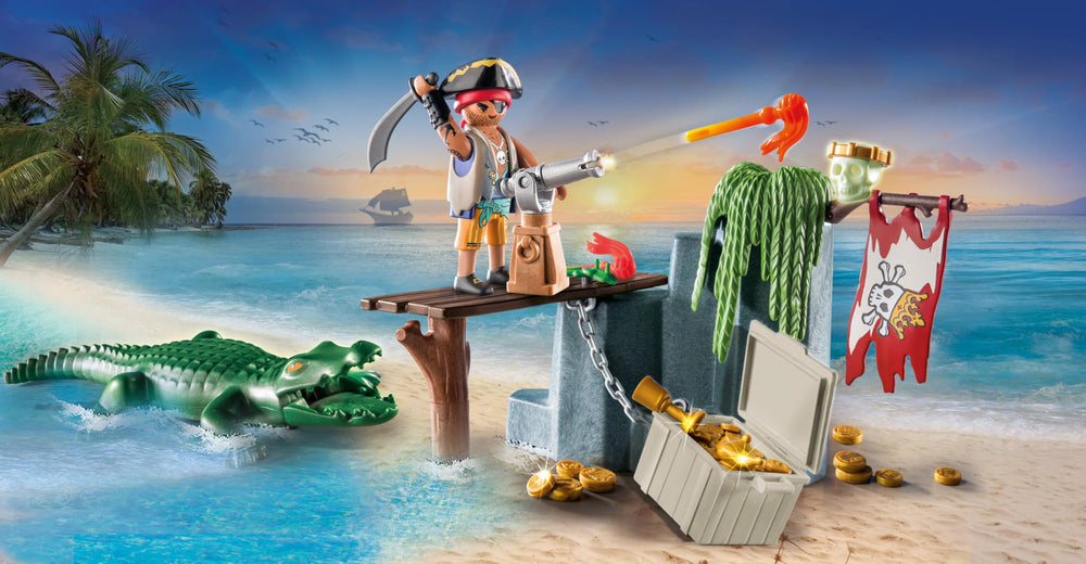 Playmobil 71473 close-up of pirate and alligator figures highlighting durable design