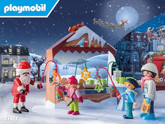 Playmobil Advent Calendar Trip to the Christmas Market includes animal figures for storytelling.