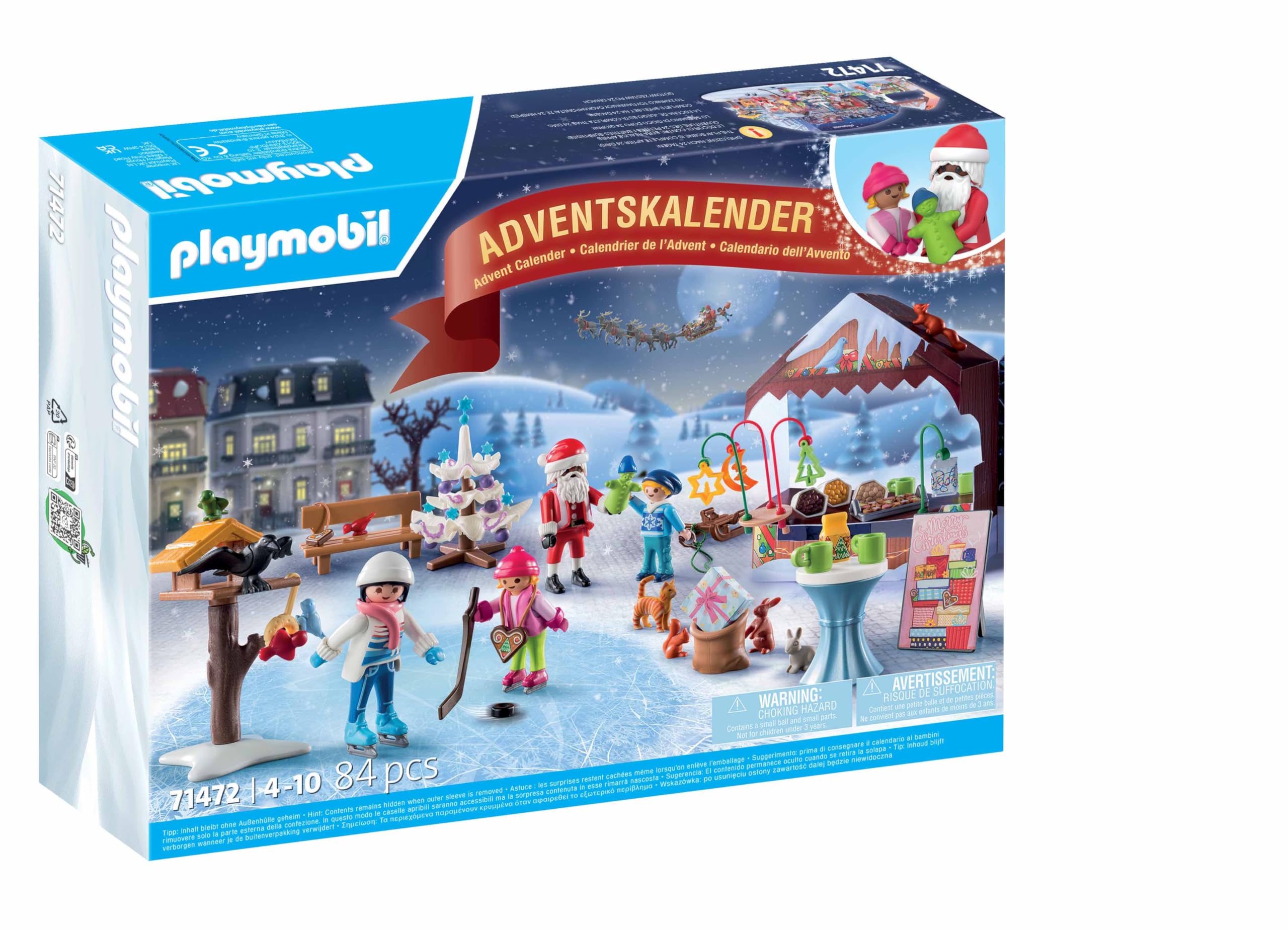 Playmobil Advent Calendar Trip to the Christmas Market shows a market stall for seasonal scenes.