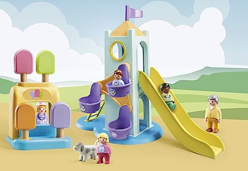 Playmobil Adventure Tower tower structure detail focusing on safe, rounded building pieces.