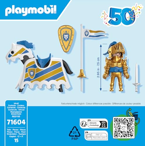 Playmobil anniversary knight packaging and display-ready, a great gift for fans.
