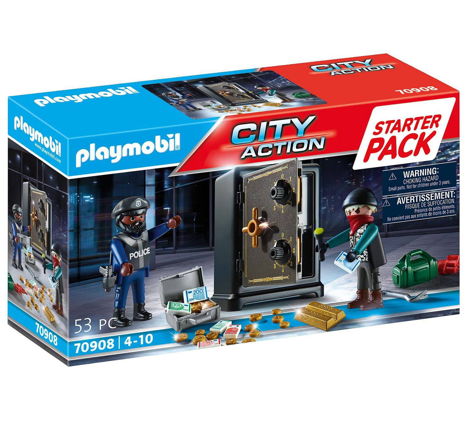 Playmobil Bank Robbery Starter Pack safe with rotating discs for interactive play