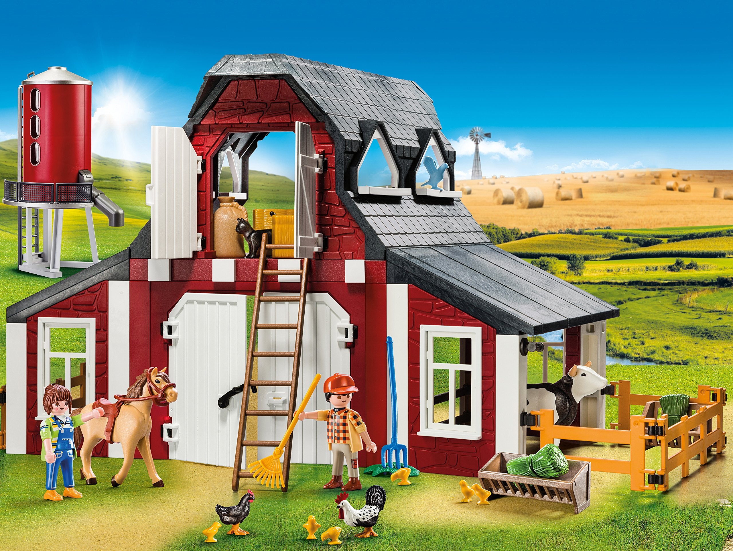Playmobil Barn with Silo loft access and ladder for cozy upper-level scenes