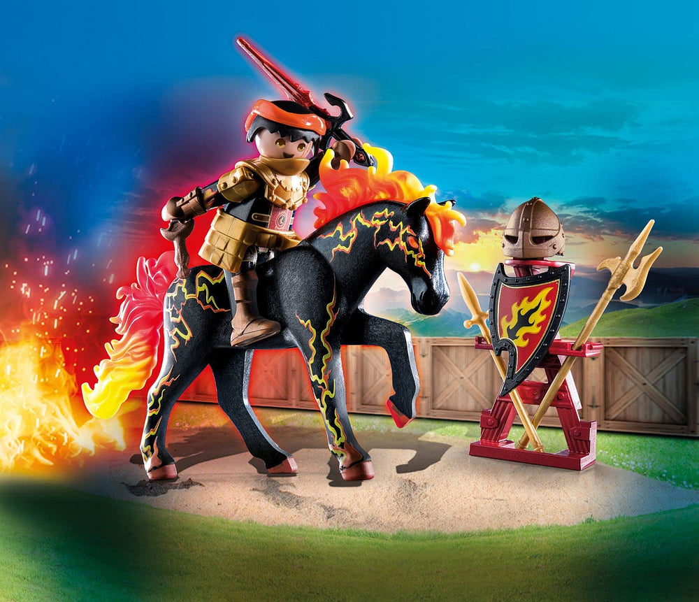 Playmobil Burnham Raiders Fire Horse in action for dynamic play scenes.