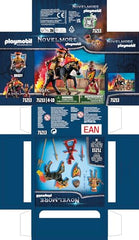 Playmobil Burnham Raiders Packaging box showing contents and age suitability.