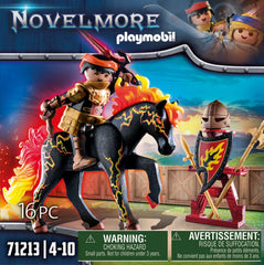 Playmobil Burnham Raiders Stand stores helmet, sword, and shield for quick cleanup.