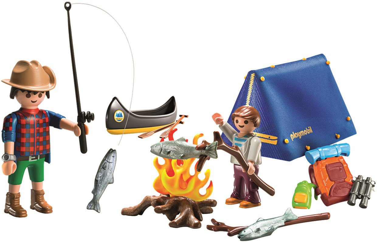 Playmobil Camping Adventure Carry Case with tent and campsite scene inspires imaginative camping play.